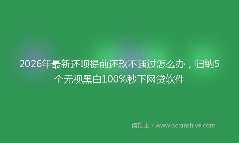 2026年最新还呗提前还款不通过怎么办，归纳5个无视黑白100%秒下网贷软件