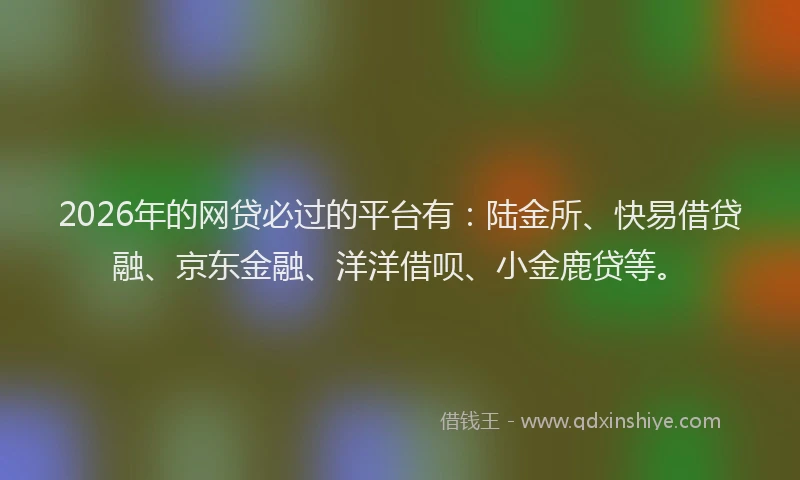 2026年的网贷必过的平台有：陆金所、快易借贷融、京东金融、洋洋借呗、小金鹿贷等。