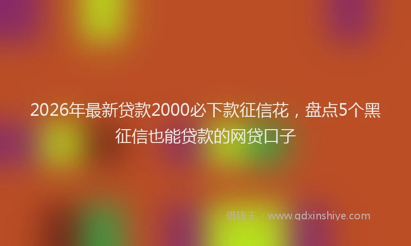 2026年最新贷款2000必下款征信花，盘点5个黑征信也能贷款的网贷口子