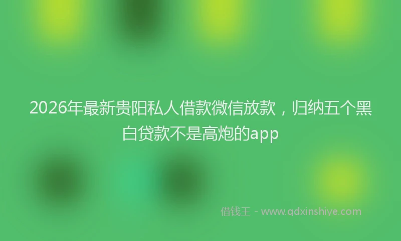 2026年最新贵阳私人借款微信放款，归纳五个黑白贷款不是高炮的app