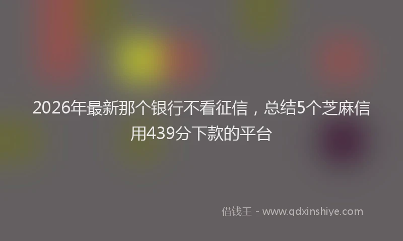2026年最新那个银行不看征信，总结5个芝麻信用439分下款的平台