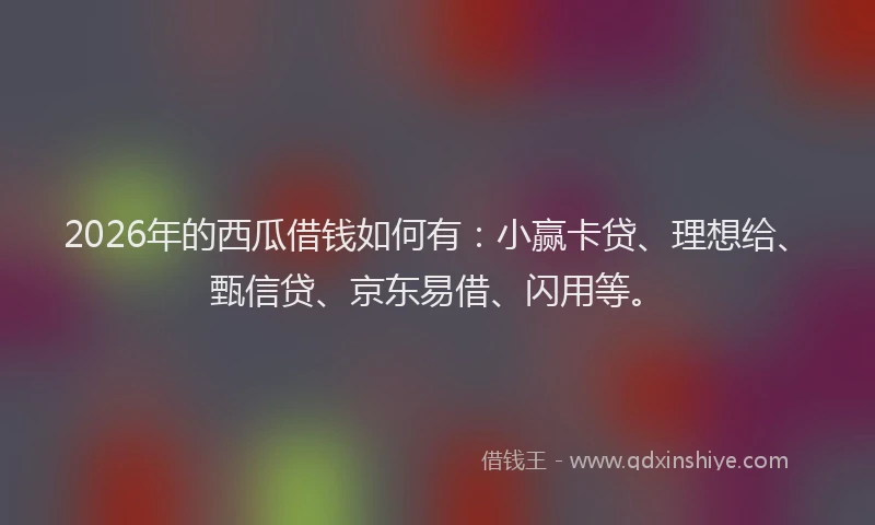 2026年的西瓜借钱如何有：小赢卡贷、理想给、甄信贷、京东易借、闪用等。