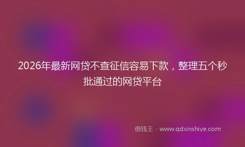 2026年最新网贷不查征信容易下款，整理五个秒批通过的网贷平台