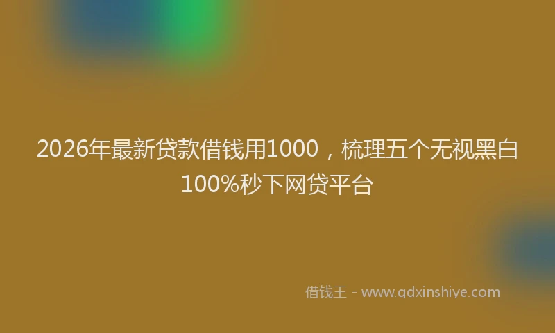 2026年最新贷款借钱用1000，梳理五个无视黑白100%秒下网贷平台