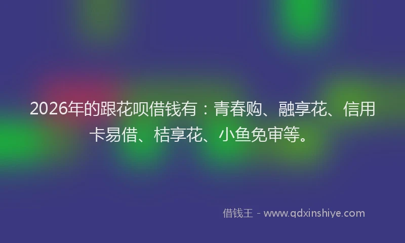 2026年的跟花呗借钱有：青春购、融享花、信用卡易借、桔享花、小鱼免审等。