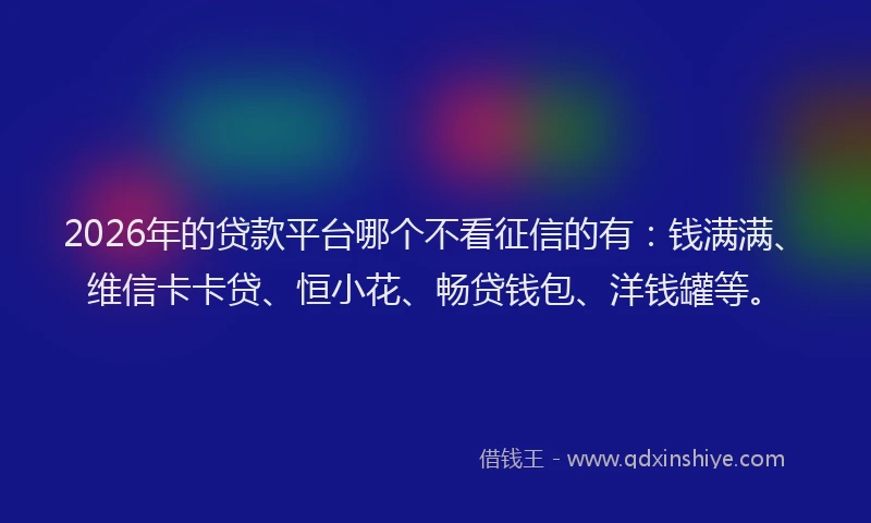 2026年的贷款平台哪个不看征信的有：钱满满、维信卡卡贷、恒小花、畅贷钱包、洋钱罐等。