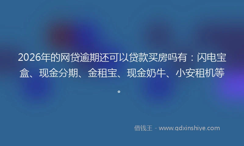 2026年的网贷逾期还可以贷款买房吗有：闪电宝盒、现金分期、金租宝、现金奶牛、小安租机等。