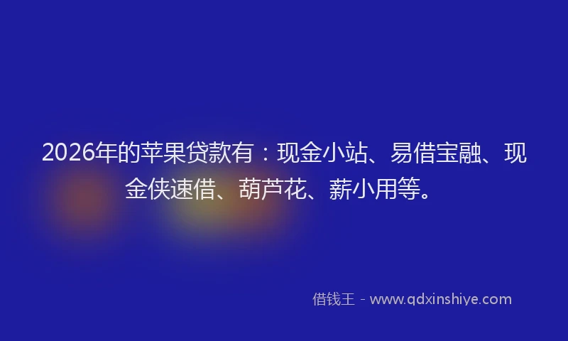 2026年的苹果贷款有：现金小站、易借宝融、现金侠速借、葫芦花、薪小用等。
