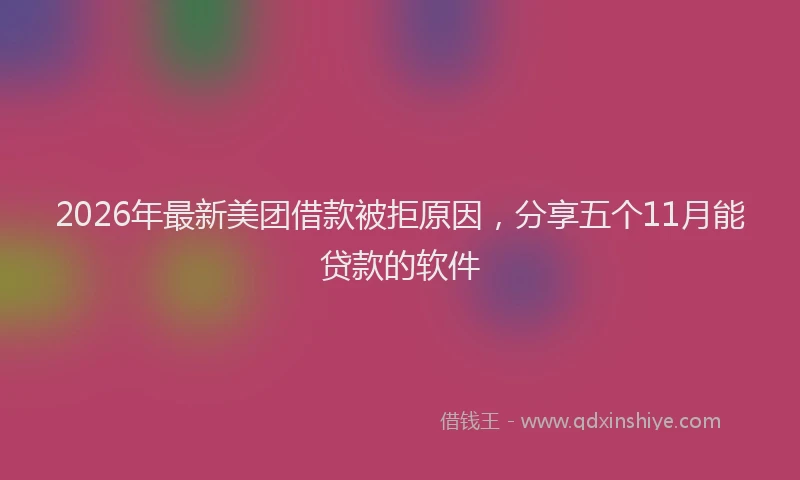 2026年最新美团借款被拒原因，分享五个11月能贷款的软件