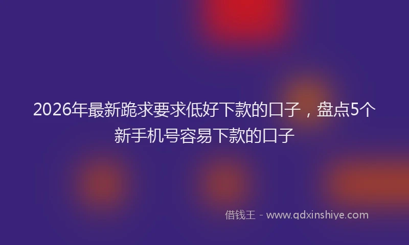 2026年最新跪求要求低好下款的口子，盘点5个新手机号容易下款的口子