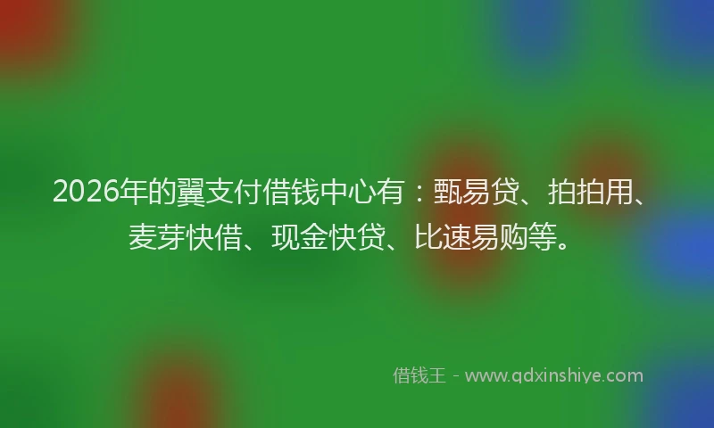 2026年的翼支付借钱中心有：甄易贷、拍拍用、麦芽快借、现金快贷、比速易购等。