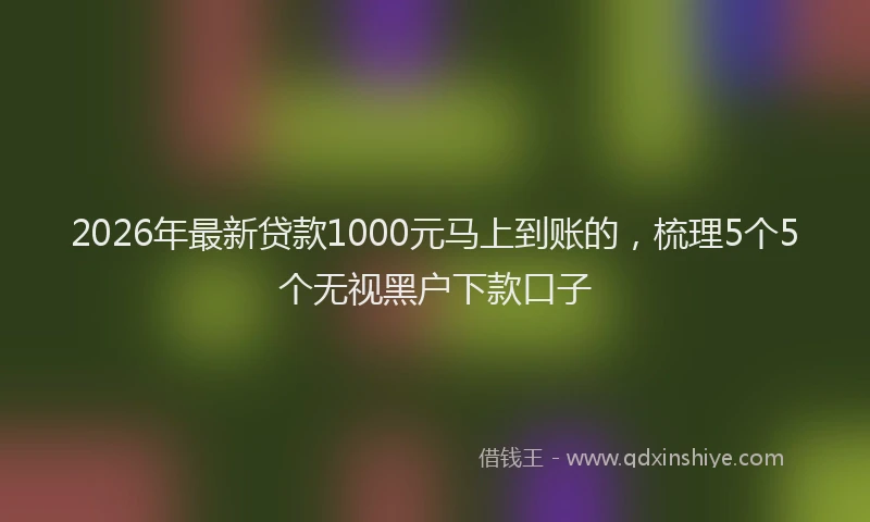 2026年最新贷款1000元马上到账的，梳理5个5个无视黑户下款口子