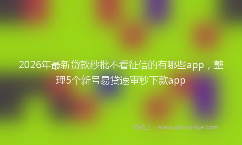 2026年最新贷款秒批不看征信的有哪些app，整理5个新号易贷速审秒下款app