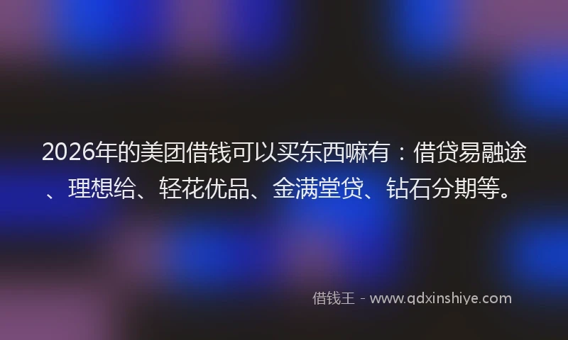 2026年的美团借钱可以买东西嘛有：借贷易融途、理想给、轻花优品、金满堂贷、钻石分期等。