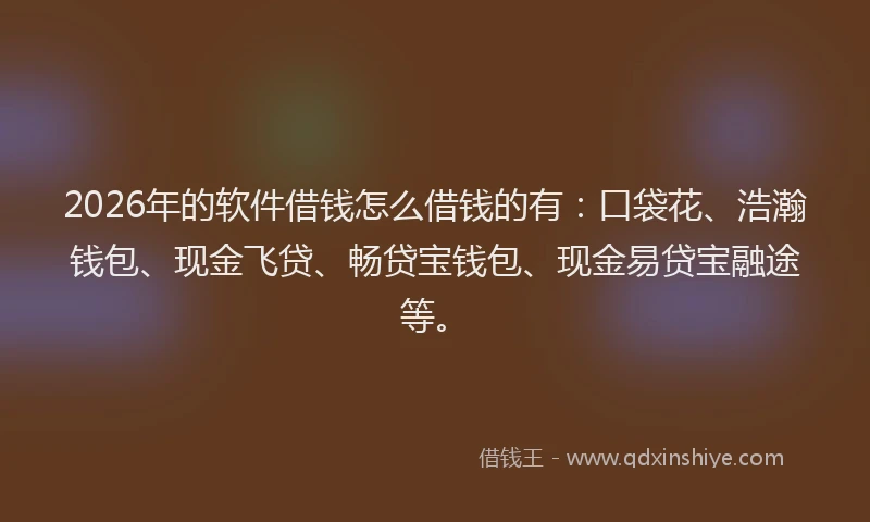 2026年的软件借钱怎么借钱的有：口袋花、浩瀚钱包、现金飞贷、畅贷宝钱包、现金易贷宝融途等。