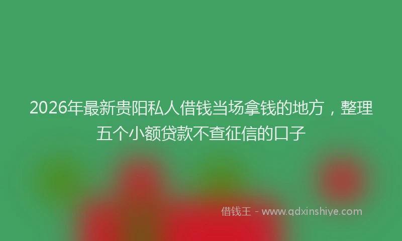 2026年最新贵阳私人借钱当场拿钱的地方，整理五个小额贷款不查征信的口子