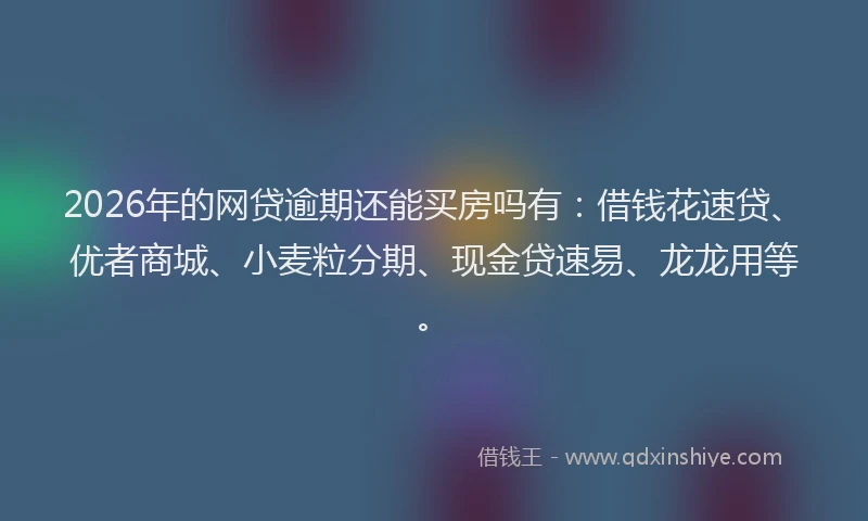 2026年的网贷逾期还能买房吗有：借钱花速贷、优者商城、小麦粒分期、现金贷速易、龙龙用等。