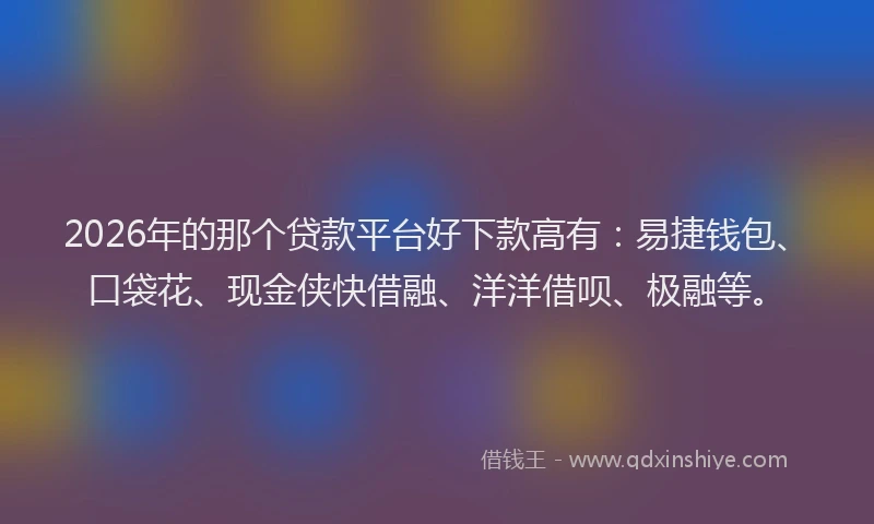 2026年的那个贷款平台好下款高有：易捷钱包、口袋花、现金侠快借融、洋洋借呗、极融等。
