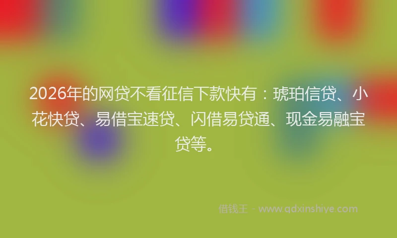 2026年的网贷不看征信下款快有：琥珀信贷、小花快贷、易借宝速贷、闪借易贷通、现金易融宝贷等。