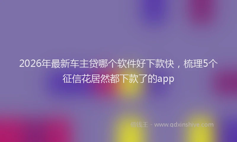 2026年最新车主贷哪个软件好下款快，梳理5个征信花居然都下款了的app
