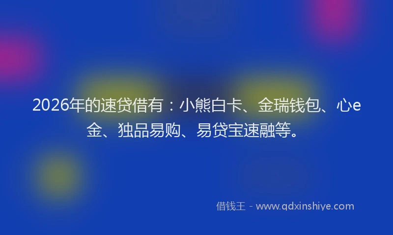 2026年的速贷借有：小熊白卡、金瑞钱包、心e金、独品易购、易贷宝速融等。