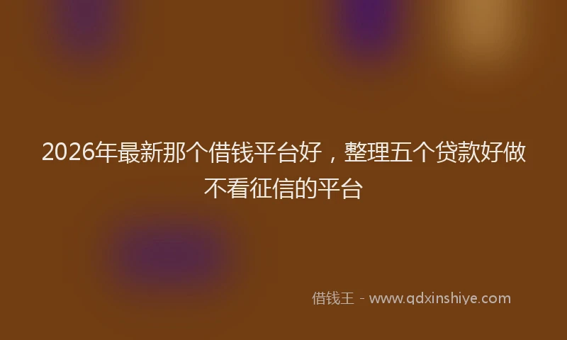 2026年最新那个借钱平台好，整理五个贷款好做不看征信的平台