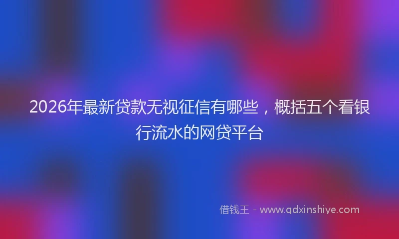 2026年最新贷款无视征信有哪些，概括五个看银行流水的网贷平台