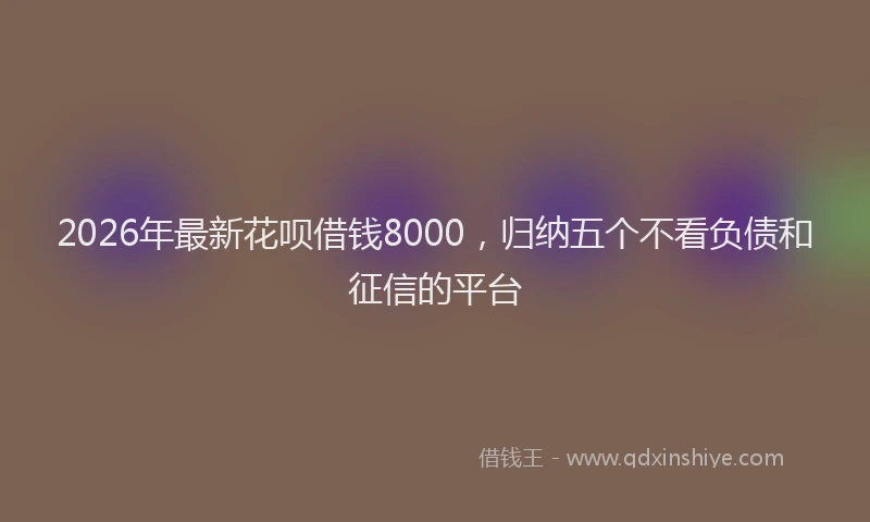 2026年最新花呗借钱8000，归纳五个不看负债和征信的平台