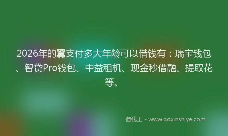 2026年的翼支付多大年龄可以借钱有：瑞宝钱包、智贷Pro钱包、中益租机、现金秒借融、提取花等。