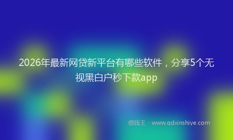 2026年最新网贷新平台有哪些软件，分享5个无视黑白户秒下款app
