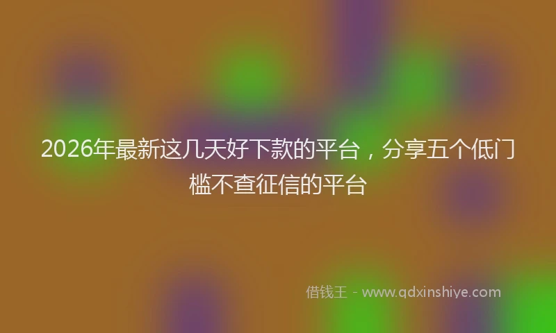 2026年最新这几天好下款的平台，分享五个低门槛不查征信的平台