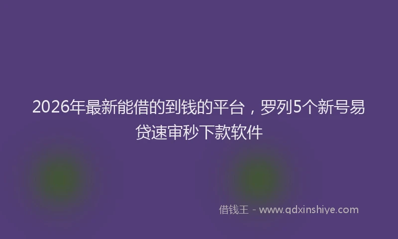 2026年最新能借的到钱的平台，罗列5个新号易贷速审秒下款软件