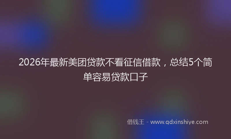 2026年最新美团贷款不看征信借款，总结5个简单容易贷款口子