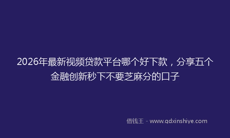 2026年最新视频贷款平台哪个好下款，分享五个金融创新秒下不要芝麻分的口子