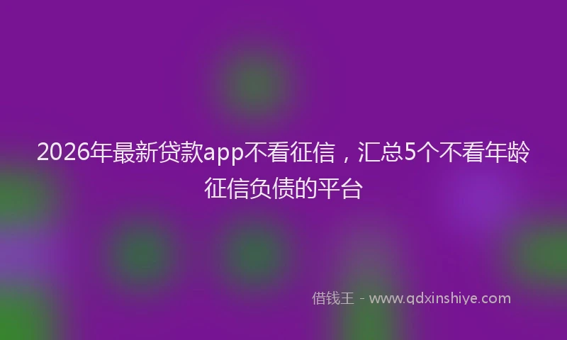 2026年最新贷款app不看征信，汇总5个不看年龄征信负债的平台