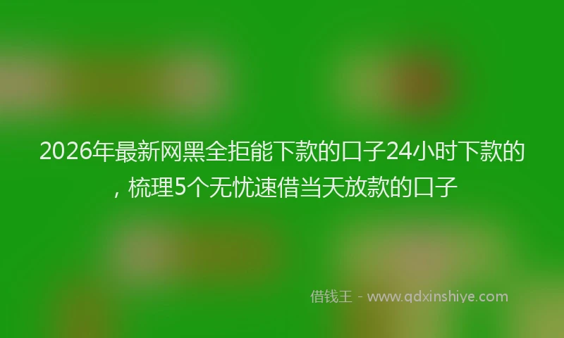 2026年最新网黑全拒能下款的口子24小时下款的，梳理5个无忧速借当天放款的口子