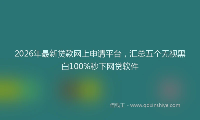2026年最新贷款网上申请平台，汇总五个无视黑白100%秒下网贷软件