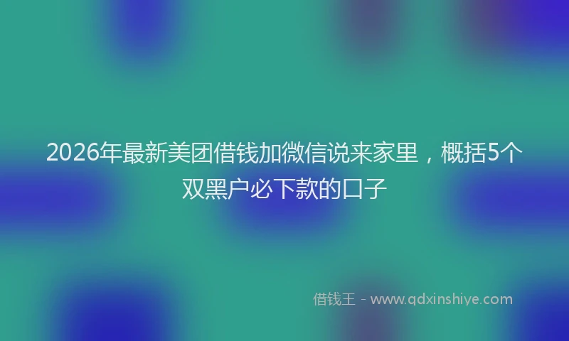 2026年最新美团借钱加微信说来家里，概括5个双黑户必下款的口子