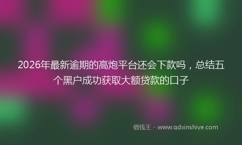 2026年最新逾期的高炮平台还会下款吗，总结五个黑户成功获取大额贷款的口子