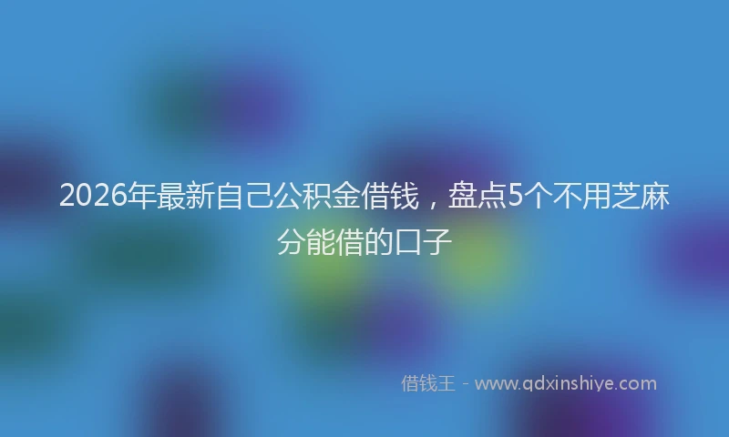 2026年最新自己公积金借钱，盘点5个不用芝麻分能借的口子