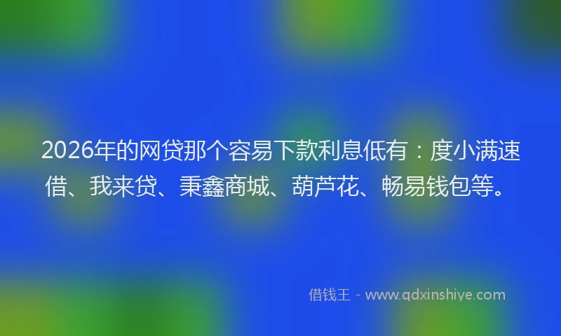 2026年的网贷那个容易下款利息低有：度小满速借、我来贷、秉鑫商城、葫芦花、畅易钱包等。