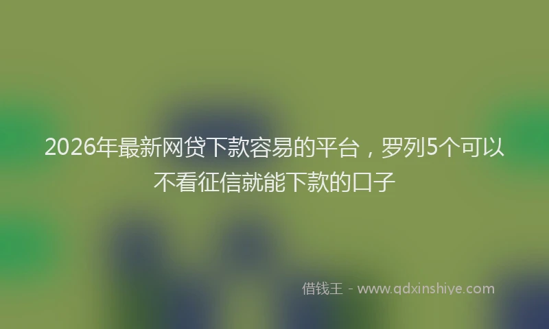 2026年最新网贷下款容易的平台，罗列5个可以不看征信就能下款的口子