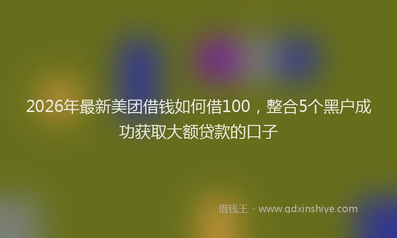 2026年最新美团借钱如何借100，整合5个黑户成功获取大额贷款的口子