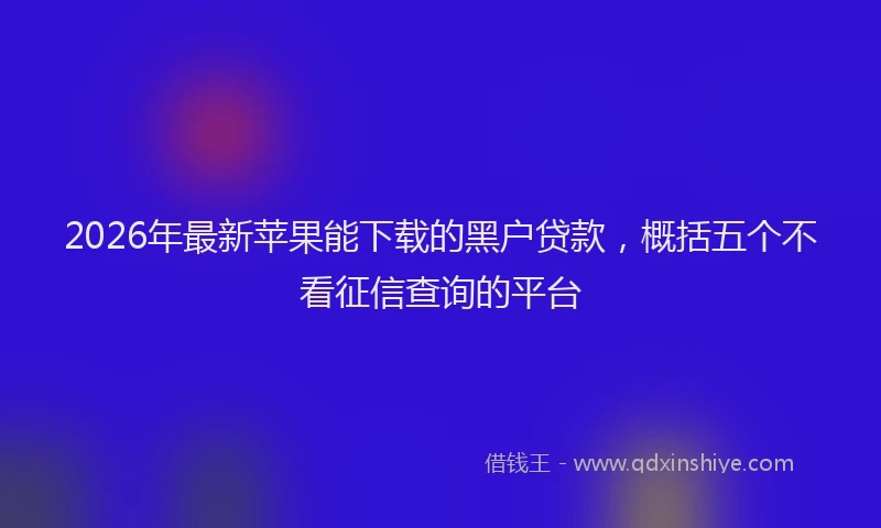 2026年最新苹果能下载的黑户贷款，概括五个不看征信查询的平台