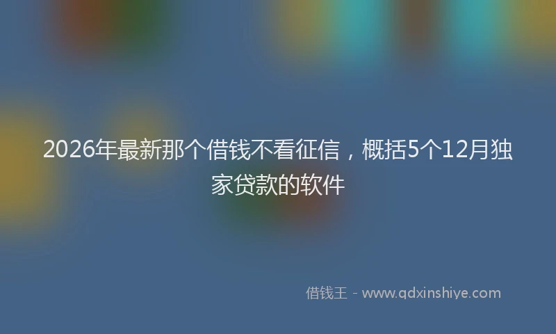 2026年最新那个借钱不看征信，概括5个12月独家贷款的软件