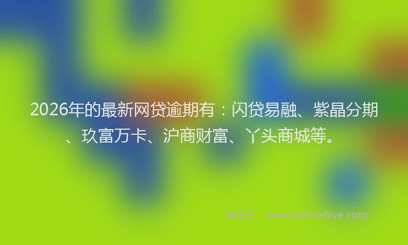 2026年的最新网贷逾期有：闪贷易融、紫晶分期、玖富万卡、沪商财富、丫头商城等。