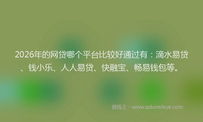 2026年的网贷哪个平台比较好通过有：滴水易贷、钱小乐、人人易贷、快融宝、畅易钱包等。