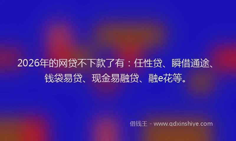 2026年的网贷不下款了有：任性贷、瞬借通途、钱袋易贷、现金易融贷、融e花等。