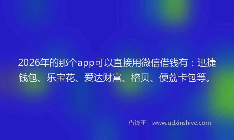 2026年的那个app可以直接用微信借钱有：迅捷钱包、乐宝花、爱达财富、榕贝、便荔卡包等。