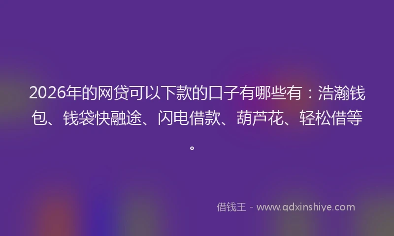 2026年的网贷可以下款的口子有哪些有：浩瀚钱包、钱袋快融途、闪电借款、葫芦花、轻松借等。